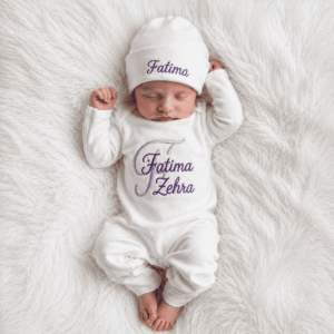 Personalized Name Monogram Onesie with Beanie