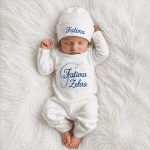 Personalized Name Monogram Onesie with Beanie