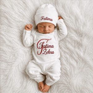 Personalized Name Monogram Onesie with Beanie - Image 4