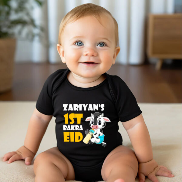 First Eid Dress Cute Cow Baby Romper Black Online in Pakistan