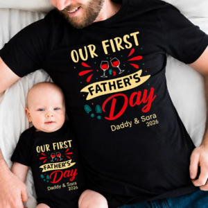 First Fathers Day with Stylish Matching T-Shirt and Onesie