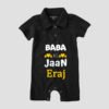 Custom Name Mamu ki Jaan Black Polo Romper For Boy & Girl