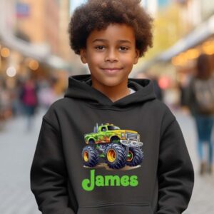 Custom Name Monster Truck Hoodies Black