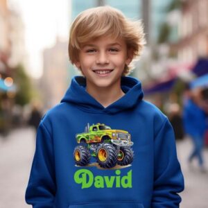 Custom Name Monster Truck Hoodies Blue