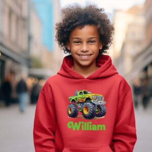 Custom Name Monster Truck Hoodies Red