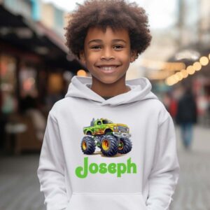 Custom Name Monster Truck Hoodies White