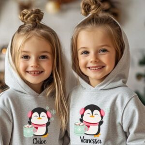 Cute Penguin For Baby-Boy Girl Hoodie Grey