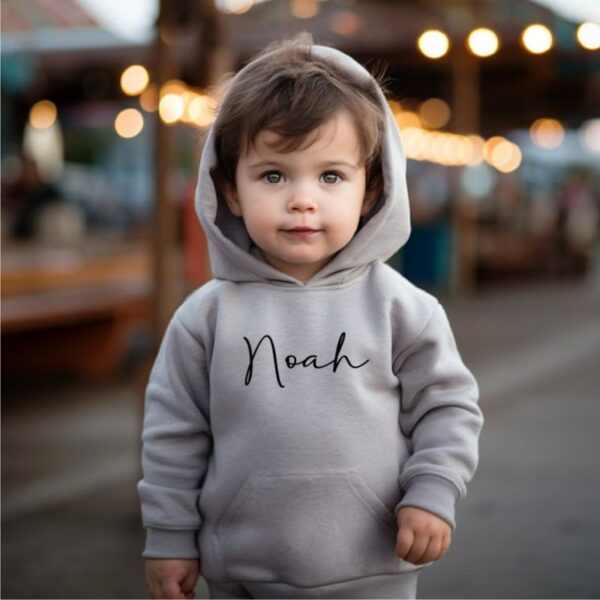 Personalized Kids Name Printed Hoodie Grey