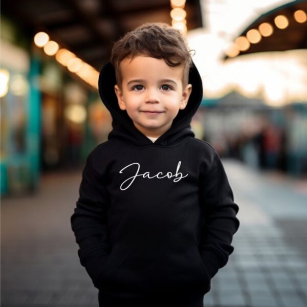 Personalized Kids Name Printed Hoodie Black