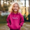 Personalized Kids Name Printed Hoodie Pink