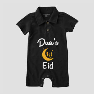 1st Eid Polo Romper Black