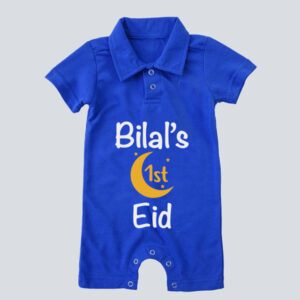 1st Eid Polo Romper Blue