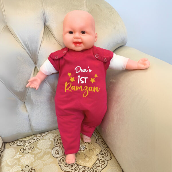 Custom Name Ramadan Baby Romper Hot Pink