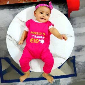 Custom Name 1st Bakra Eid Baby Romper Pink 1 Online in Pakistan
