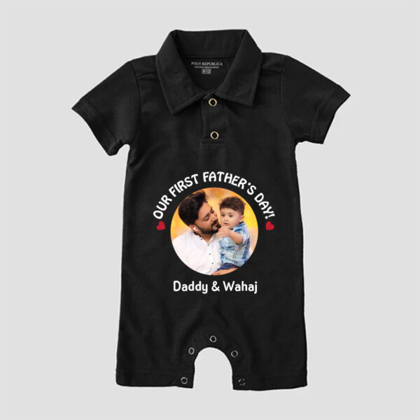 First Father's Day Polo Romper Black