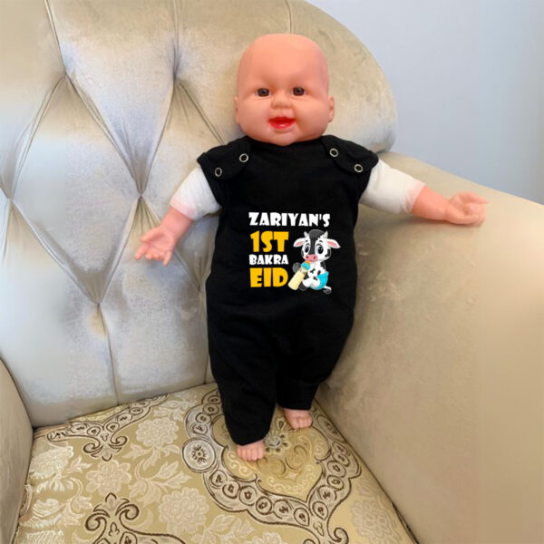 Personalized 1st Bakra Eid Baby Jumpsuit with Name Balck 1