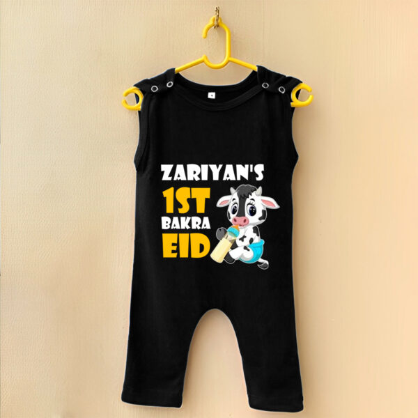 Personalized 1st Bakra Eid Baby Jumpsuit with Name Black