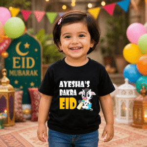 Kids Bakra Eid T-Shirt with Name & Cute Cow Design