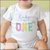 Personalised Pastel Daisy Girls First Birthday Romper