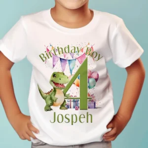 Personalised T-rex Dinosaur Birthday T-Shirt
