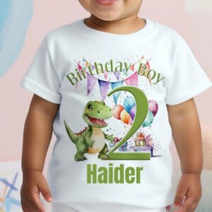 Personalised T-rex Dinosaur Birthday T-Shirt & Onesie