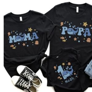 The Sea First Birthday Mama Dada Matching Shirts..