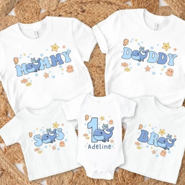 The Sea First Birthday Mama Dada Matching Shirts.