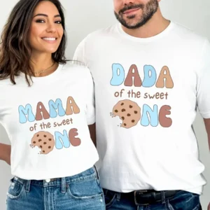 Custom Cookies and Milk Sweet One 1st Birthday Mama Dad Party Shirts..