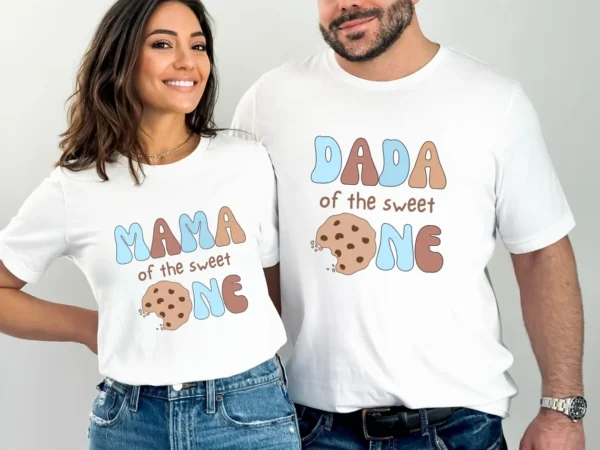 Custom Cookies and Milk Sweet One 1st Birthday Mama Dad Party Shirts..