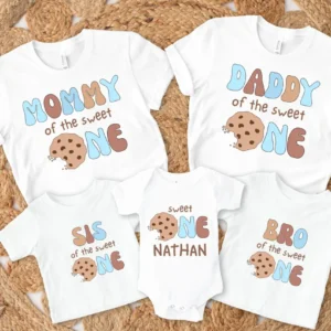 Custom Cookies and Milk Sweet One 1st Birthday Mama Dad Party Shirts