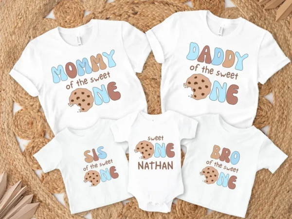 Custom Cookies and Milk Sweet One 1st Birthday Mama Dad Party Shirts