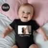 Custom Photo Baby Bodysuit Personalised Birthday onesie Black
