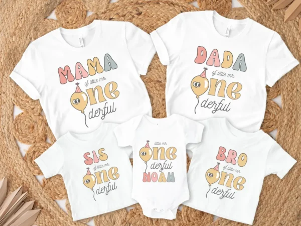 Customised Balloon First Birthday Family Matching Shirt