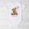 Customised First Birthday Teddy Bear and Pink Balloon Shirt & Onesie