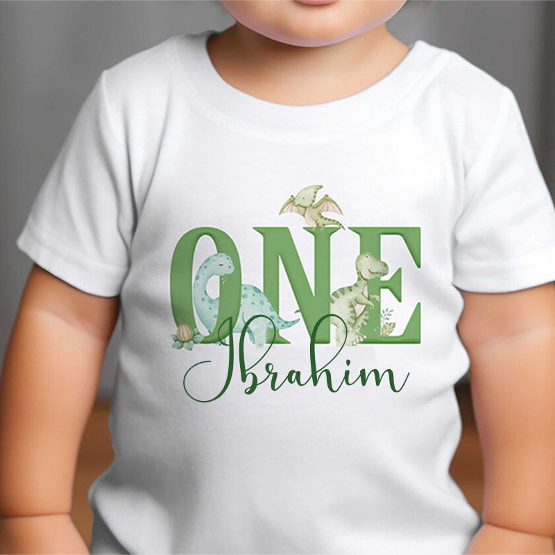 Cute Dinosaur Customised Birthday Shirt & Romper