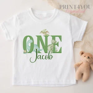 Cute Dinosaur Customised Birthday T-Shirt