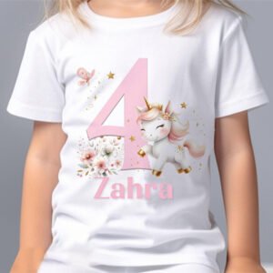 Personalised Unicorn Birthday Number T-Shirt