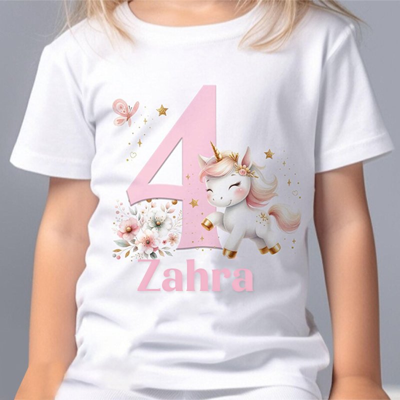 Personalised Unicorn Birthday Number T-Shirt
