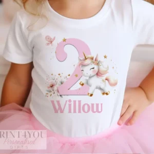 Personalised Unicorn Birthday Number T-shirt
