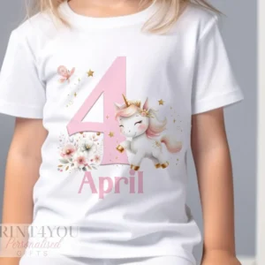 Personalised Unicorn Birthday Number T-shirt