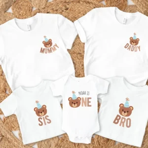 Personalized Beary First Birthday Family Matching Shirts