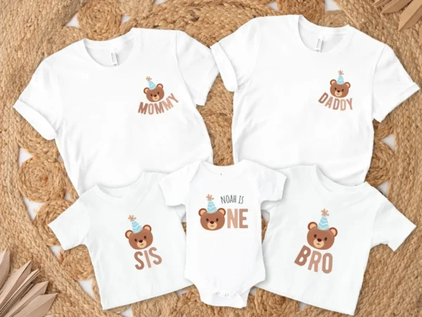 Personalized Beary First Birthday Family Matching Shirts