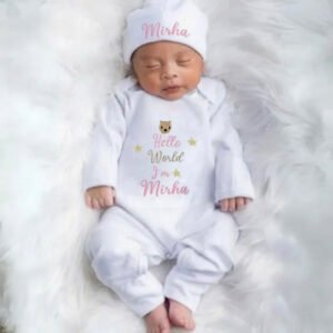 Alternative view of Hello World New Born Full Body Romper