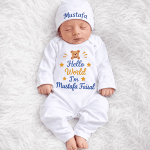 Alternative view of Hello World New Born Full Body Romper