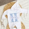 Personalized Name Floral Romper with Cap