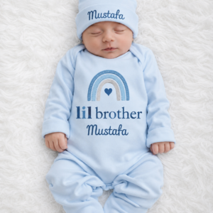 Alternative view of Personalized “Lil Brother” Matching New Born Romper