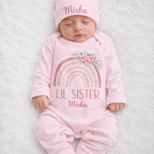 Alternative view of Personalized “Lil Sister” Matching New Born Romper