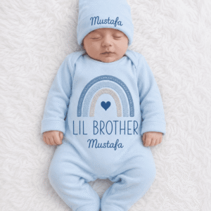 Alternative view of Personalized “Lil Brother” Matching New Born Romper