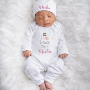 Personalized Hello World Newborn Romper
