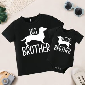 Big Brother & Little Sister Matching Dog T-Shirt & Romper Deal